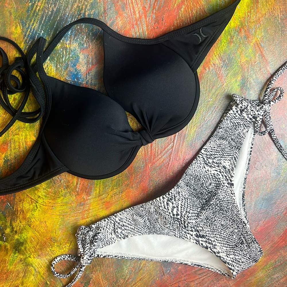 Swim bundle: 2 tops, push bra &  Bikini Swimwear Set S/XS